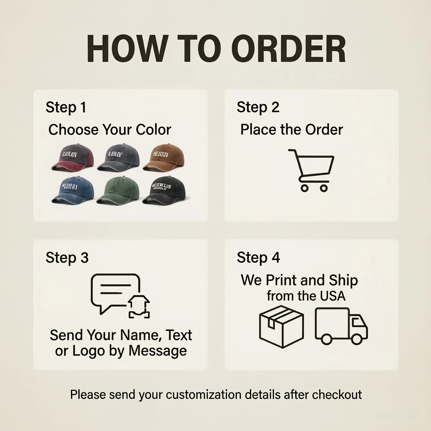 Personalized Vintage Washed Baseball Cap, Custom Name Logo Text Dad Hat, Adjustable Casual Hat for Men Women, Printed in USA