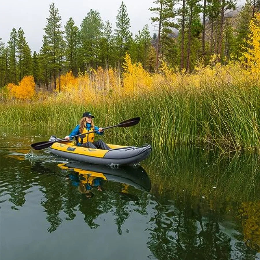 Island Voyage 2 Inflatable Kayak - Recreational Convertible Kayak for 1 or 2 Persons - 11 ft - Yellow