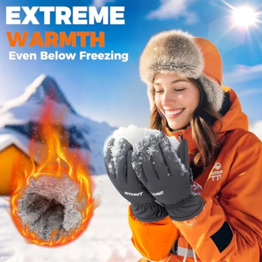 Winter Waterproof Gloves Women Men, 3M Thinsulate Windproof Thermal Ski Glove with Touchscreen, Anti-Slip Snow Warm Gloves for