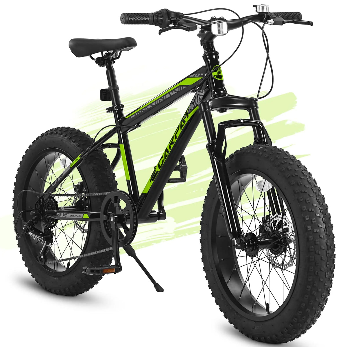Ye S20109 20-Inch Mountain Bike for Kids & Teenagers, High Carbon Steel Frame, Disc Brakes, Durable Wide Tires, Front Suspension, 7-Speed, Ideal for Snow & Off-Road Riding