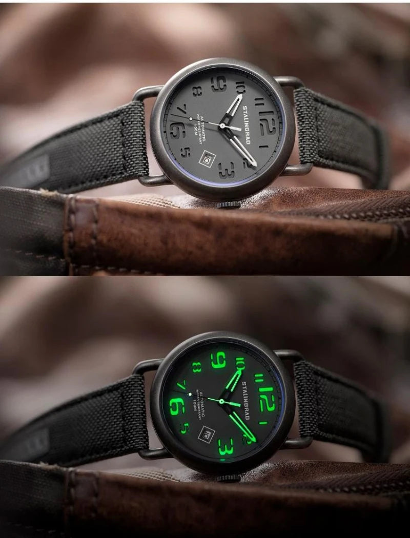 STALINGRAD Original Genuine Mechanical Men's Watch 8215 Movement with Luminous Display, 100 Meter Waterproof, Comes with a Strap