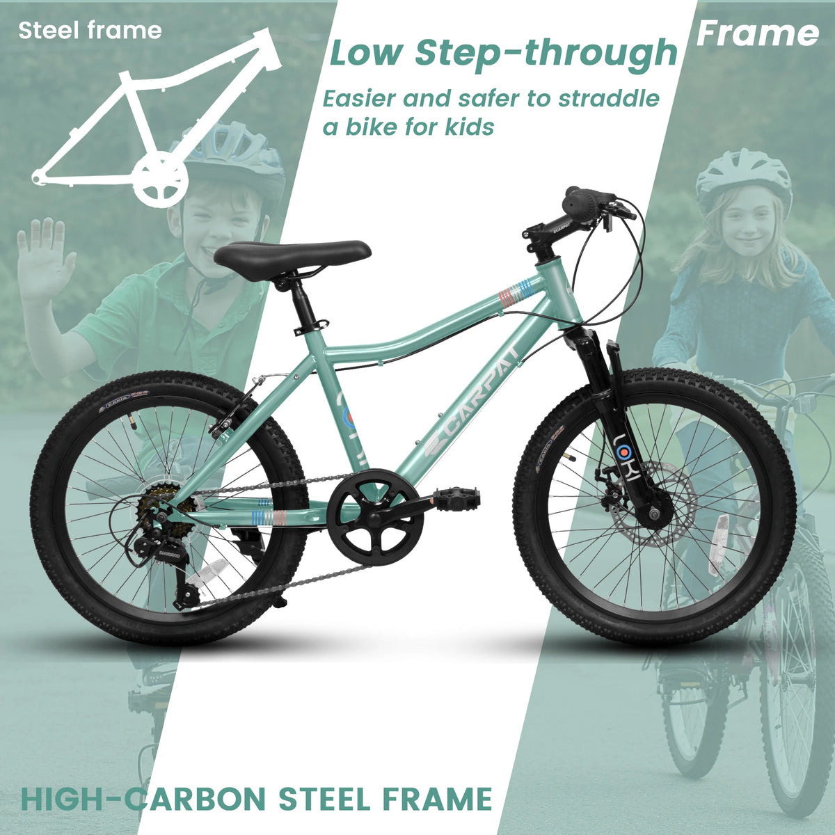 20 Inch Kids' Mountain Bike Ages 5-10, 7-Speed Children's Day Gifts Bicycles for Boys Girls Present, Outdoor Cycling City Bikes