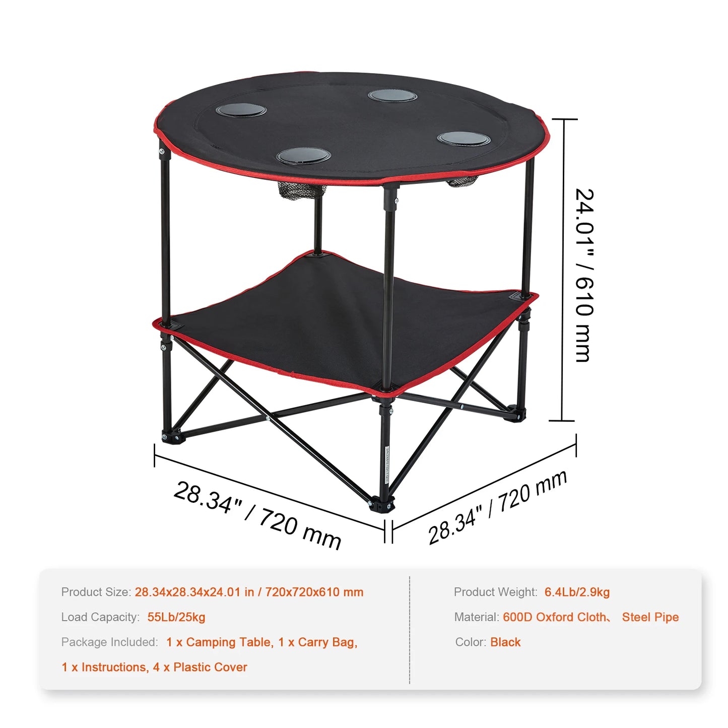 SucceBuy Folding Camping Table Outdoor Side Tables Lightweight Fold Up Table 600D Oxford Fabric & Steel Ultra Compact Work Table