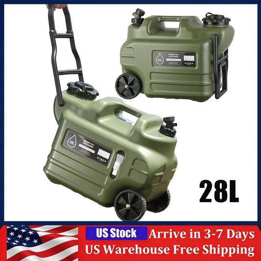 28L Outdoor Water Bucket Camping Water Container With Detachable Faucet Emergency Water Storage Bucket Hiking Picnic Jug Tank