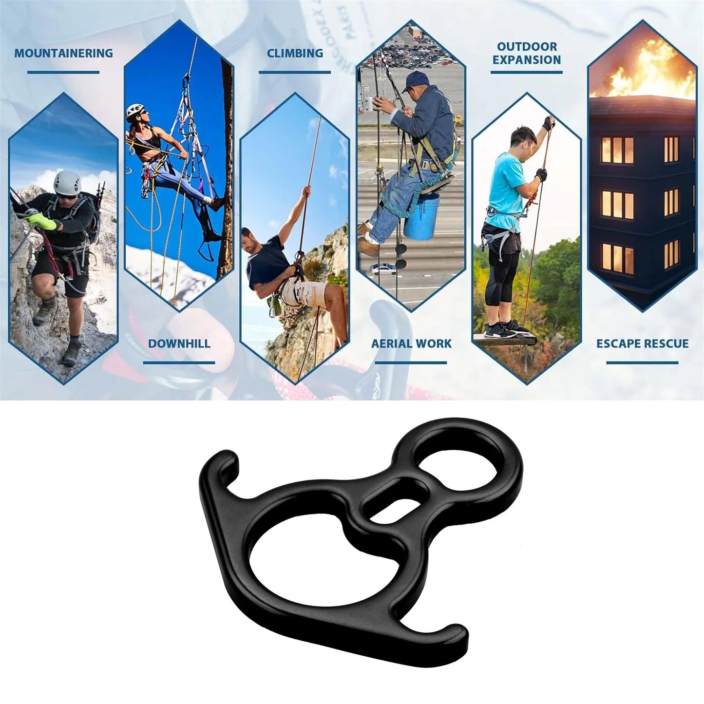 50KN 5000KG Ox Horn 8-Shaped Ring Carabiner Strength Al Alloy Climbing Descender For Rock Climbing Peak Rescue Climbing Parts