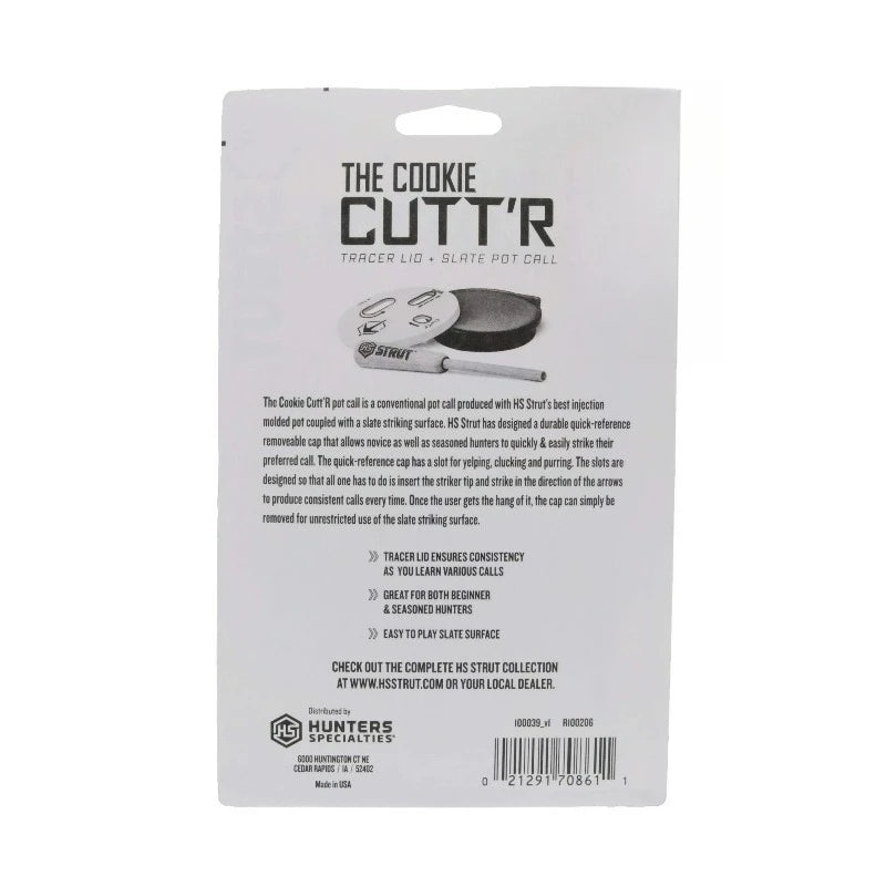 Cookie Cutt'R Tracer Turkey Clucks Yelps Purrs Hunting Friction Lid Slate Pot Call, Yellow