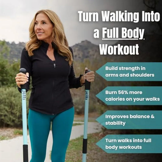 Weighted Walking Sticks for Seniors, Women and Men 1.2lb Each Ergonomic Hiking Poles for Balance, Posture and Stability Durable