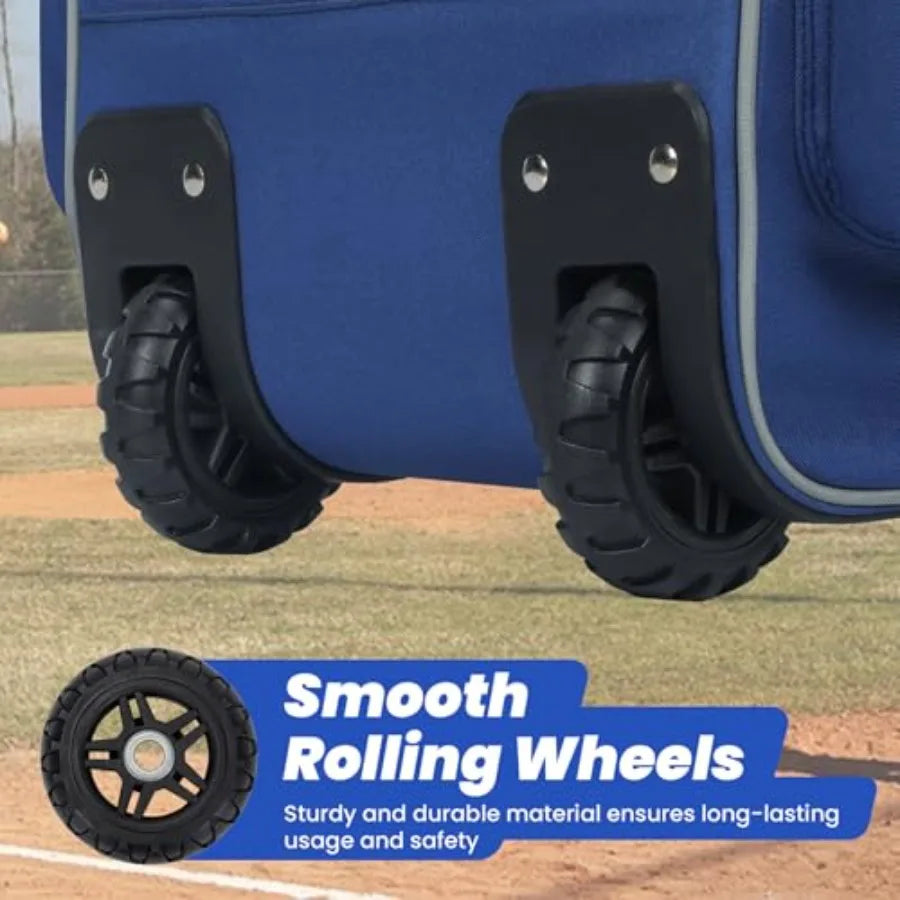 Catchers Gear Bag Baseball Bag with Wheels Large Capacity Softball Bag with Multiple Pockets and Separate Shoe Compartment Mult