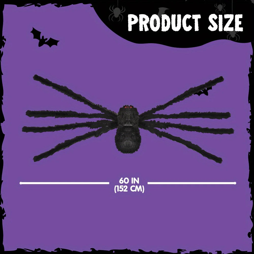 Giant Spider Halloween Outdoor Decorations Scary Large Spider Props for Yard Lawn Halloween Outside Decor and Indoor Party Decor, Black (Standing Height Is 15 Inches)