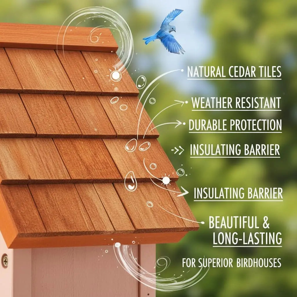 3pk Bluebird Bird Houses for Outside with Stainless Steel Guard, Cedar Roof, UV Painting - 10 Years Outdoor