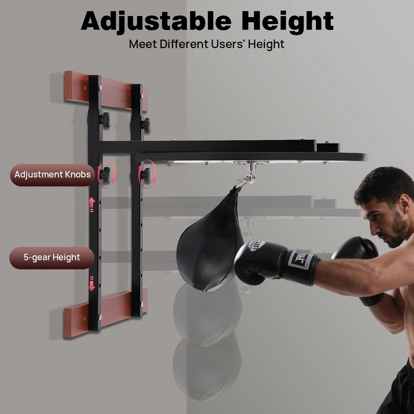 Speed Bag Boxing Height Adjustable Boxing Training Equipment with 360° Rotatable Speed Bag Wall Mounted Punching Bag Boxing Set