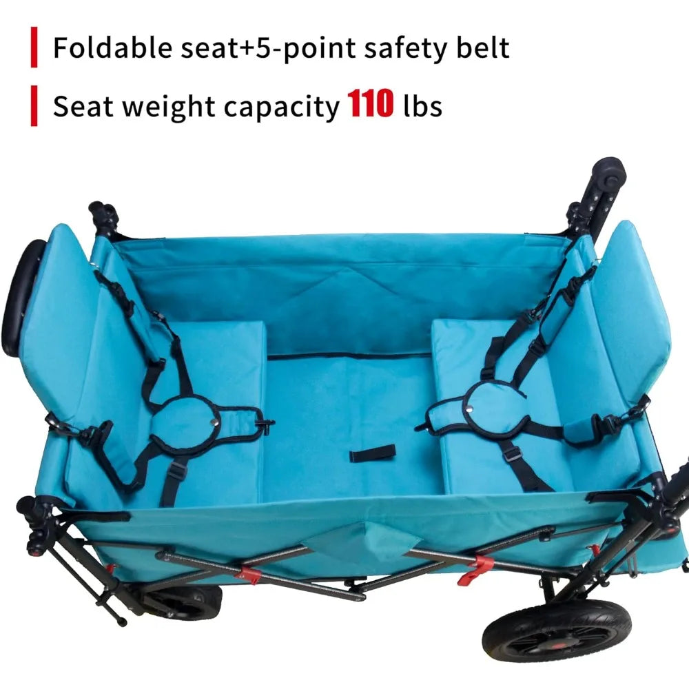 Foldable Trolley with Quick-release Wheels and 2 Seats; Heavy-duty Multi-purpose Trolley