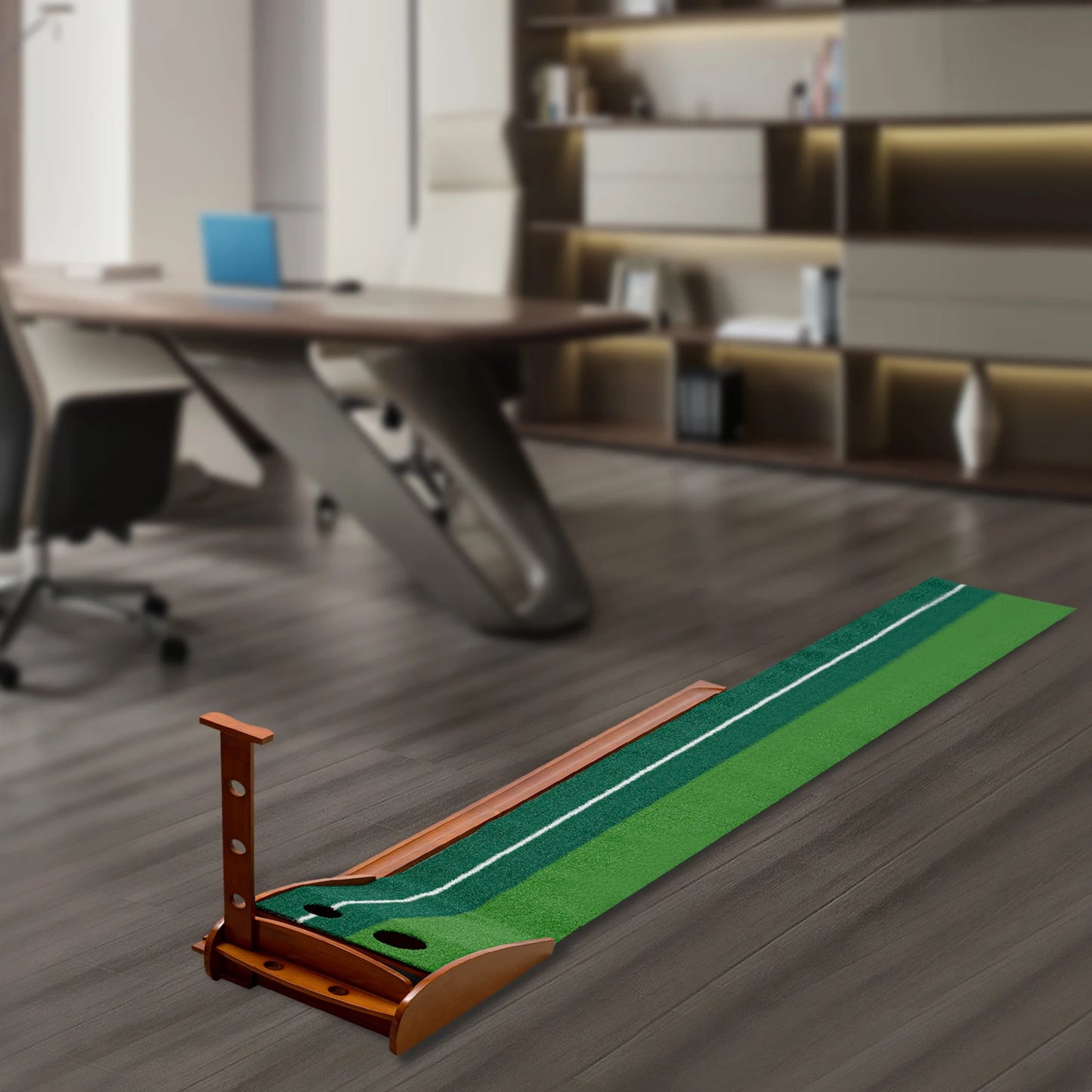 Indoor Golf Putting Green Practice Mat Exerciser W/Auto Ball Return Training Aid