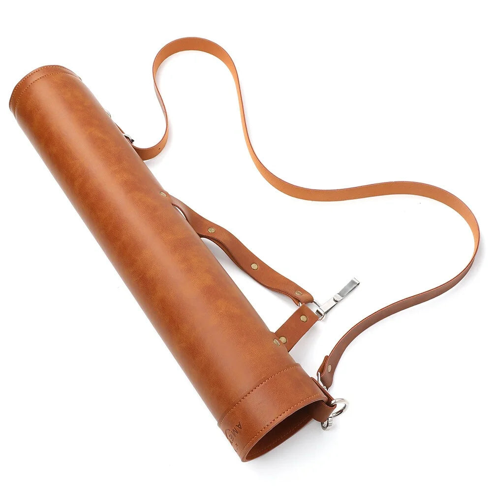 Archery Quiver Portable Faux Leather Shoulder Bag Adjustable Strap for Compound Recurve Bow Hunting Shooting and Target Practice