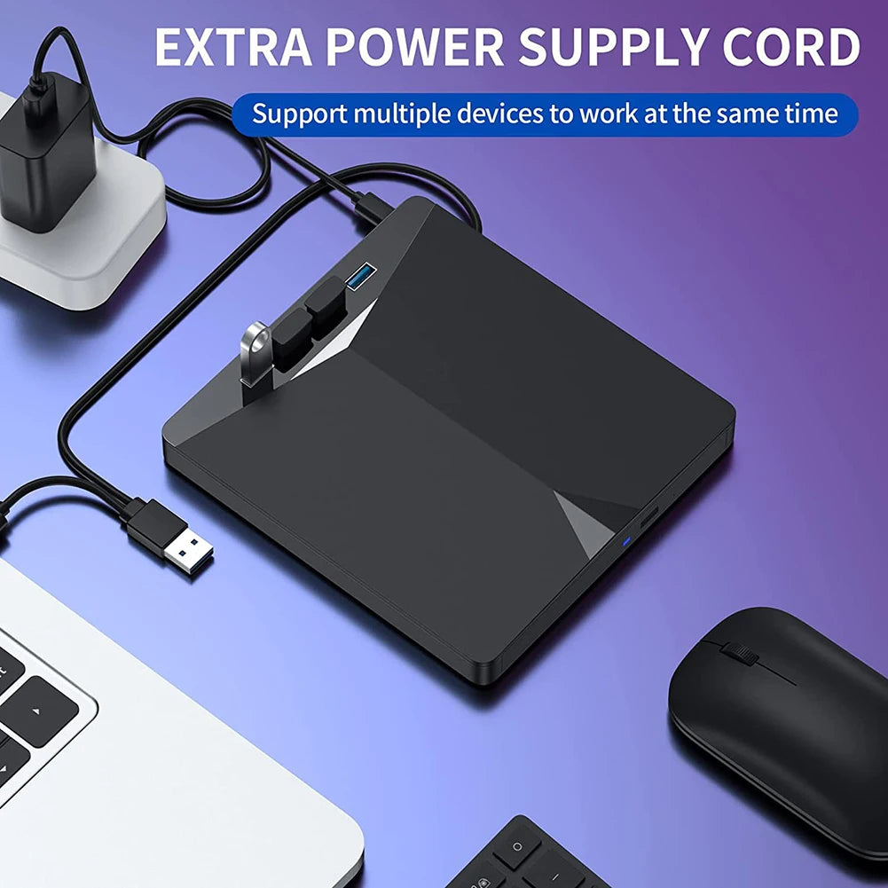 7-in-1 USB 3.0 TypeC CD DVD Burner Reader Player High-Speed Plug-and-Play for Windows 11/10/8/7/Linux/ OS