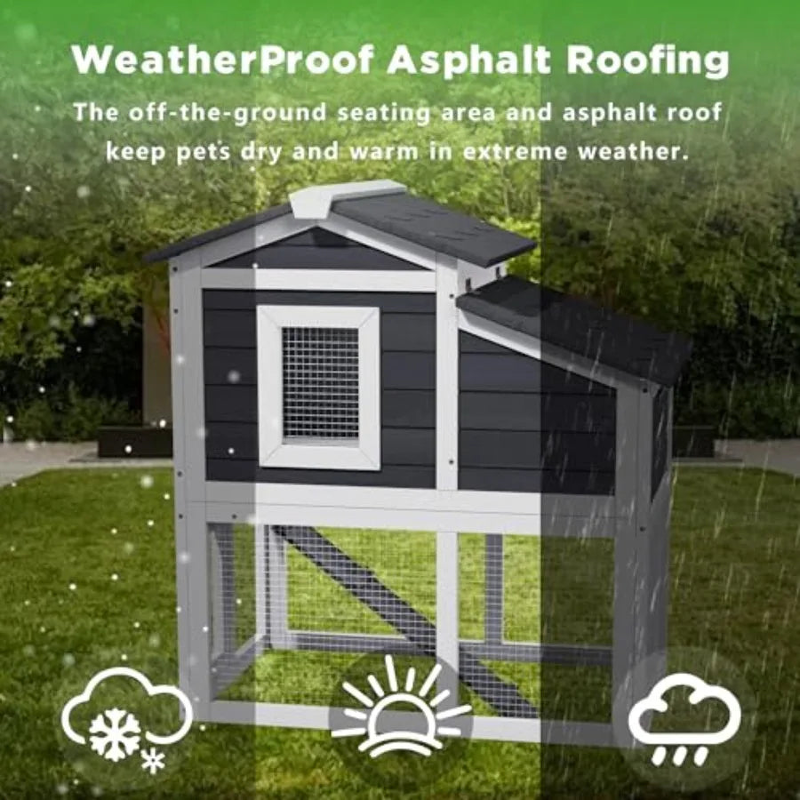 Chicken Run Coop and Duck Coop Outdoor 2-Tier Hen House All Weather Poultry Quail Cage Rabbit Hutch Pet Hideout with Ramp for S