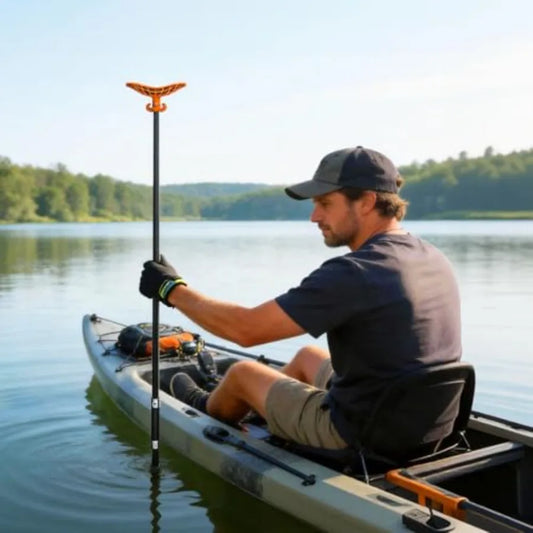 8.63'/12.3' Shallow Water Anchor Pole with T-Handle High Strength Fiberglass Reinforced Polyamide66 Mud Anchor Pole for Boat Fi