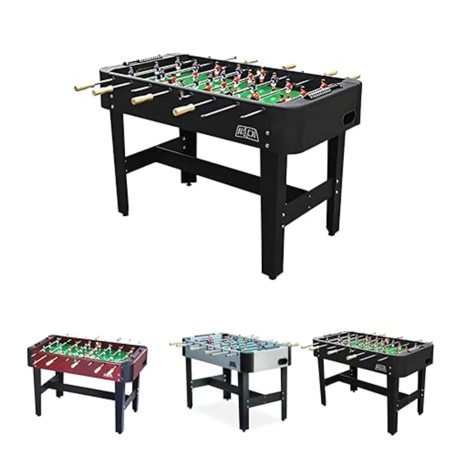 Conquest 48" Foosball Table Black Brown and Gray Compact Indoor Foos Ball Table for Adults and 2 Foosballs Chrome Rods Sliding