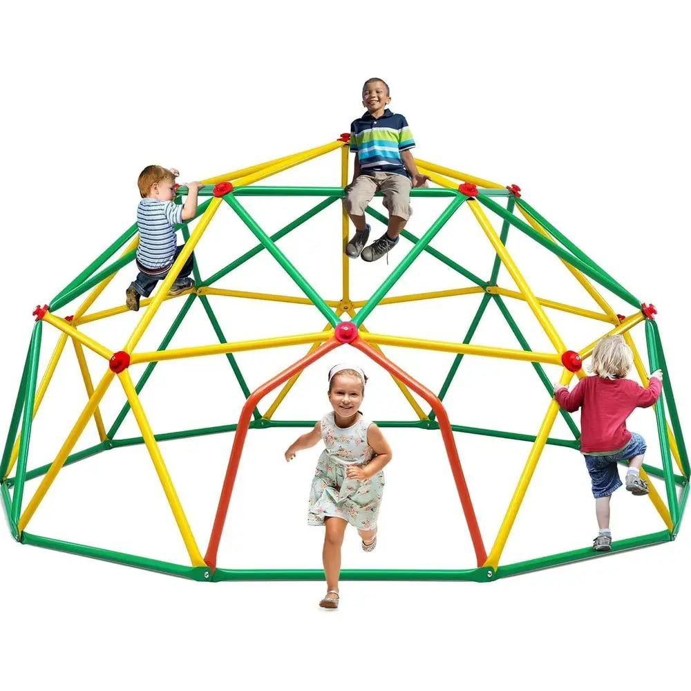 10FT Climbing Dome, Outdoor Wide Door Dome Climber for Kids Supporting 1000 lbs, Easy Assembly Playground Jungle Gym Back