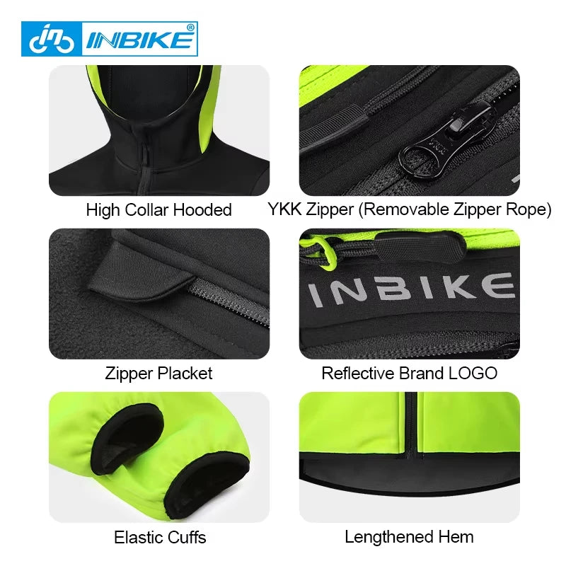 INBIKE Winter Men's Windbreaker Jacket Warm Polar Fleece Cycling Jackets With Pockets Waterproof Bicycle Jacket Clothing For Men