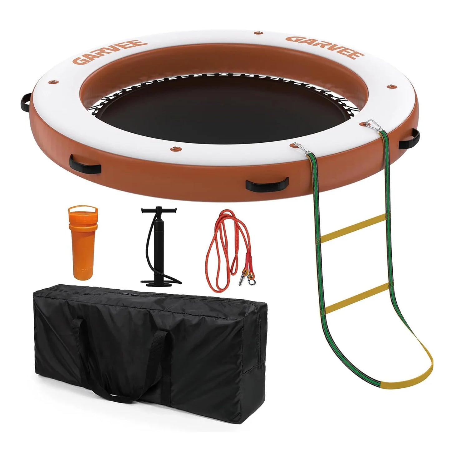 2.4m Round Inflatable Floating Dock Platform,Heavy Duty Water Raft Island with Mesh Swim Area & Non-Slip EVA Deck,for Sea & Pool