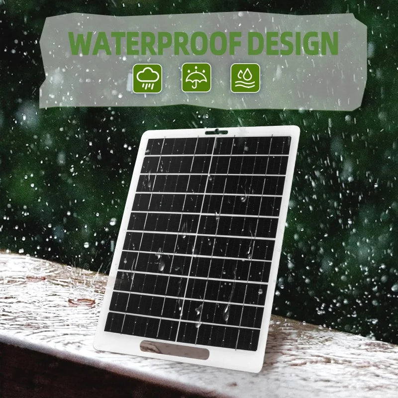 Solar Panel 30W With USB Waterproof Outdoor Hiking And Camping Portable Battery Mobile Phone Charging Bank Charging Panel 6V