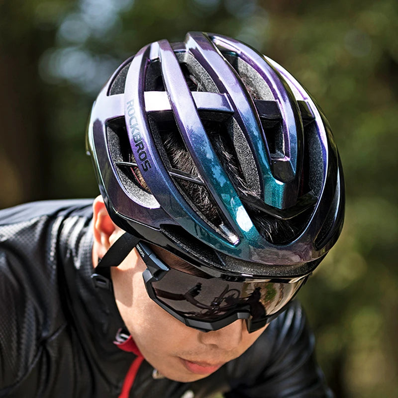ROCKBROS Bicycle Helmet Breathable Ultralight Integrally-Molded Unisex Shockproof Adjustable Road Bike Helmet Cycling Equipment
