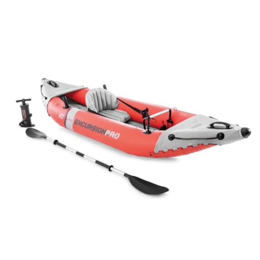 68303EP Excursion Pro K1 Inflatable Kayak Set: 86in SuperTough PVC Kayak with Deluxe Paddles High-Output Pump Adjustable Bucket