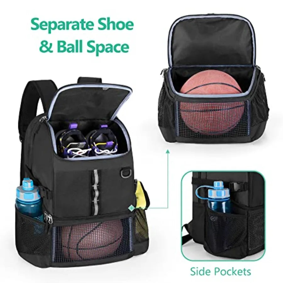 Basketball Bag Soccer Equipment Bag with Ball and Shoe Compartment for Soccer Ball Volleyball Gym Outdoor Travel