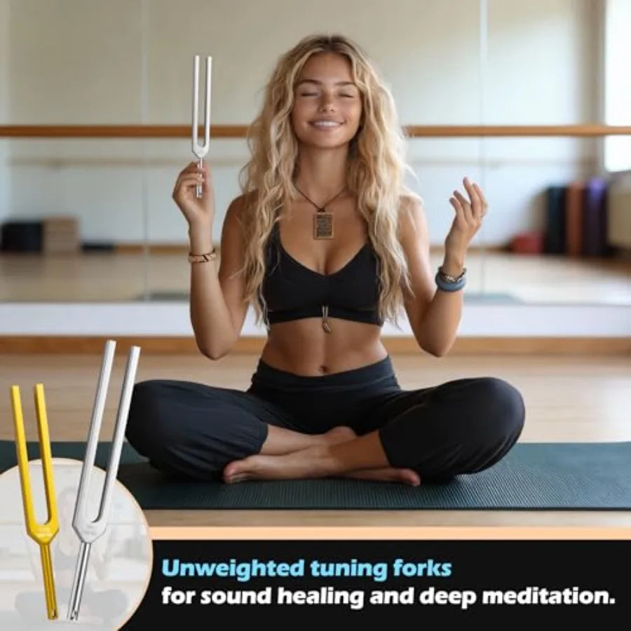 Tuning Forks for Healing 4 PCS Aluminum Alloy Tuning Fork 128Hz 136.1Hz 256Hz 384Hz Hockey Puck Activator and Feet Chain Weight