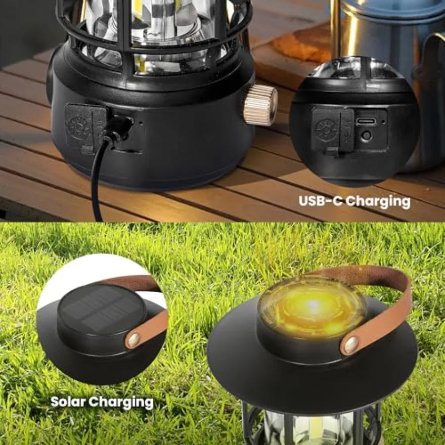 Led Camping Lantern 2 Pack 1000LM Solar Lantern Rechargeable Camping Lights with Side Flashlights for Emergencies IPX5 Waterpro