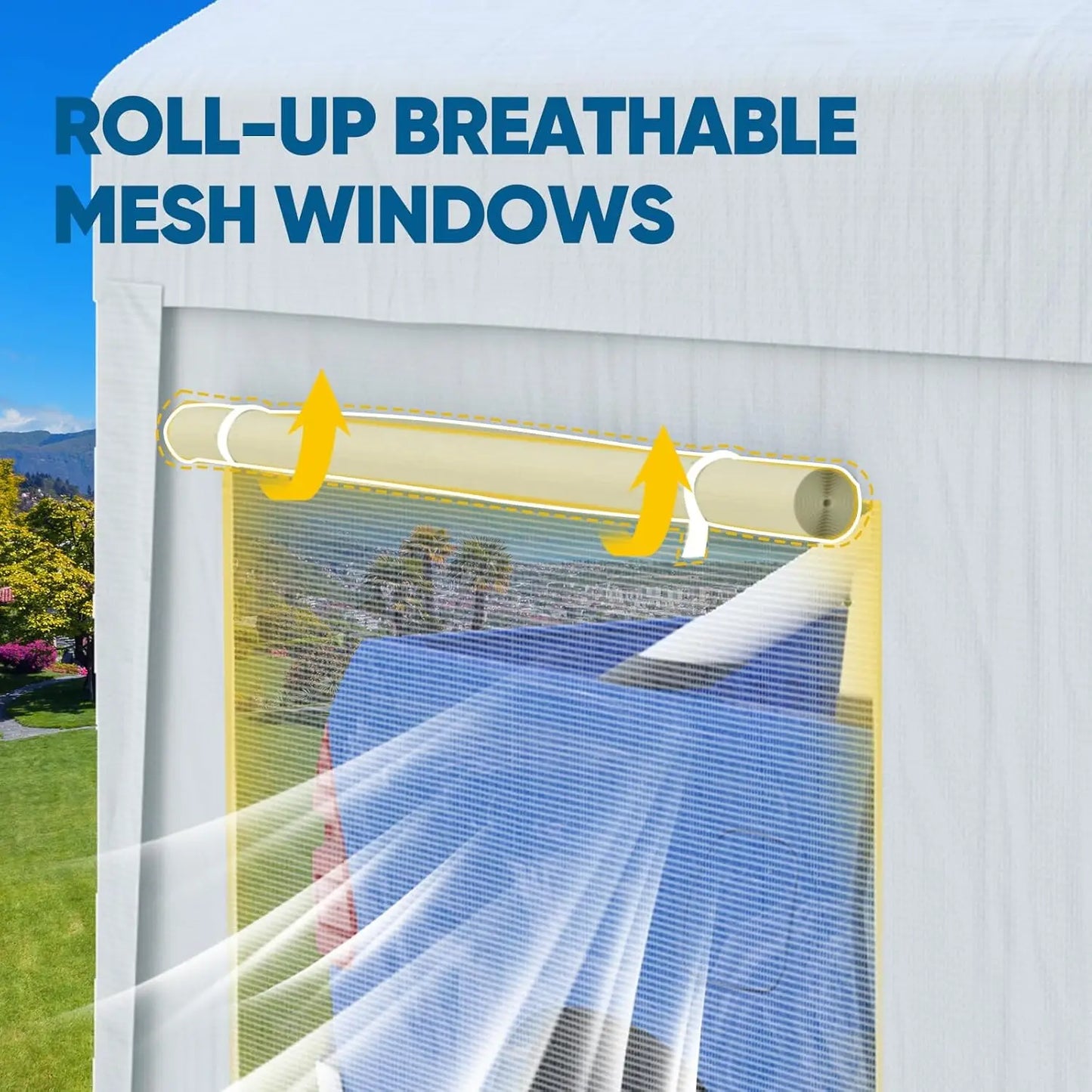 Upgraded 12x20 ft Heavy Duty Galvanized Carport - Reinforced Outdoor Garage Canopy Tent with Roll-up Ventilated, Customized