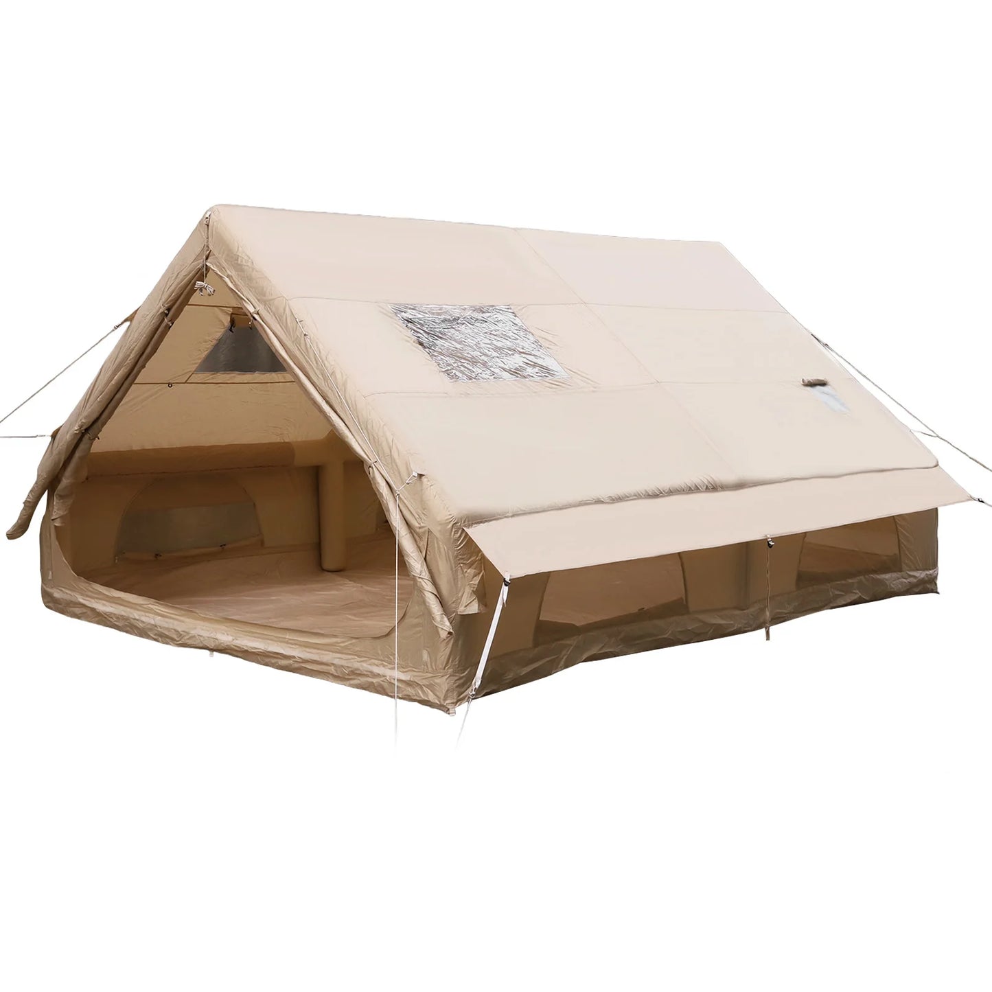 420D Oxford Cloth Camp Tent with Mesh Windows & Pump 4 Season Big House 130 Square Feets with Stove Jack for Pincnic & Travel