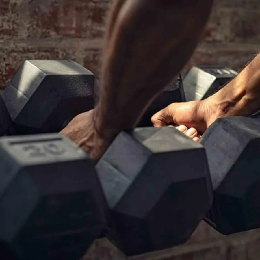 Rubber Coated Hex Dumbbells, 5/10/15/20 LBS Pair Set
