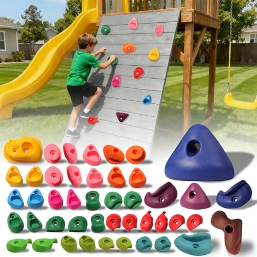 32 PCS Rock Climbing Holds for Rock Climbing Wall Grips Climbing Rocks Wall Kit for Indoor and Outdoor Playground Play Set with