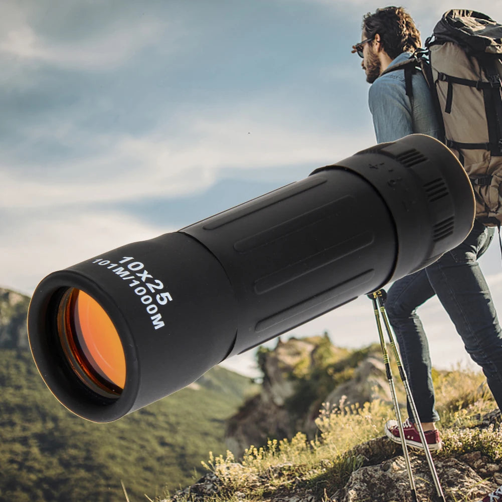 10x25 Monocular Telescope Night Vision Mini Hunting Telescope Adjustable Focal Length with Cleaning Cloth for Outdoor Activities