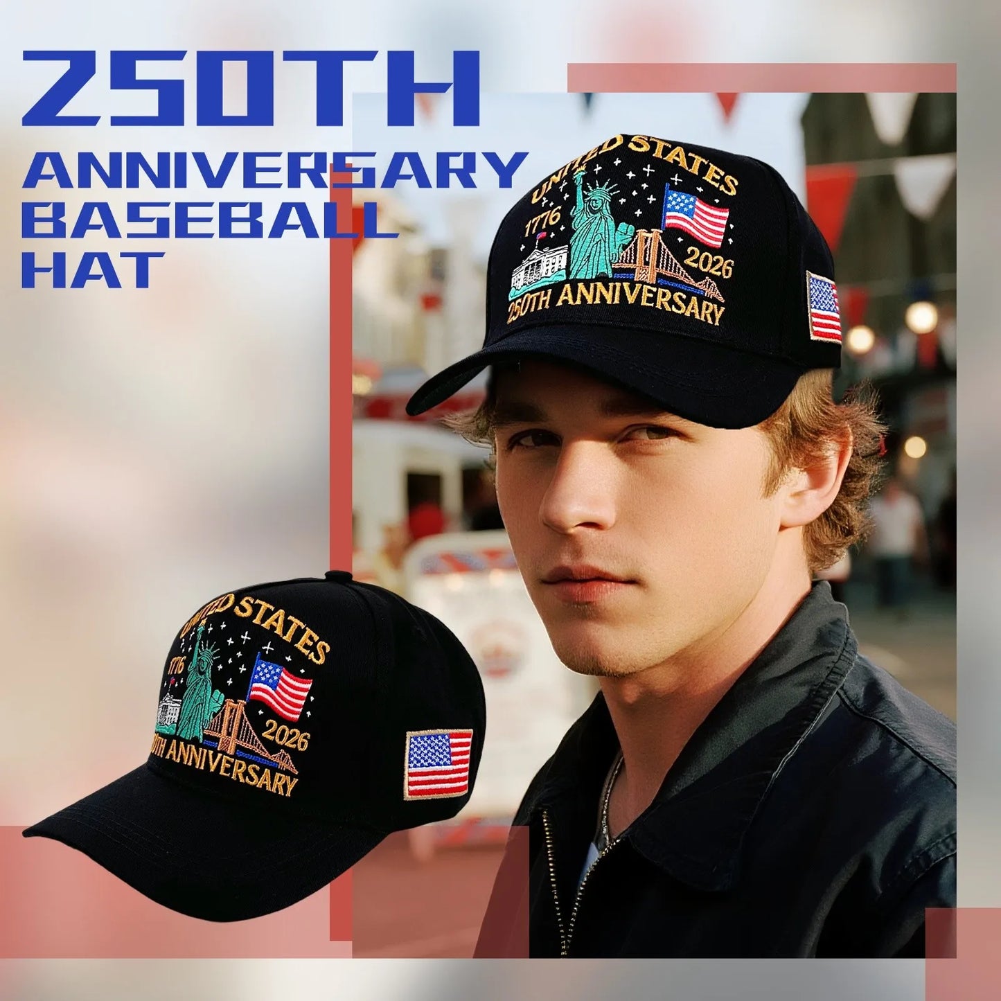 250th Anniversary of America Baseball Cap Statue of Liberty American Flag Hat