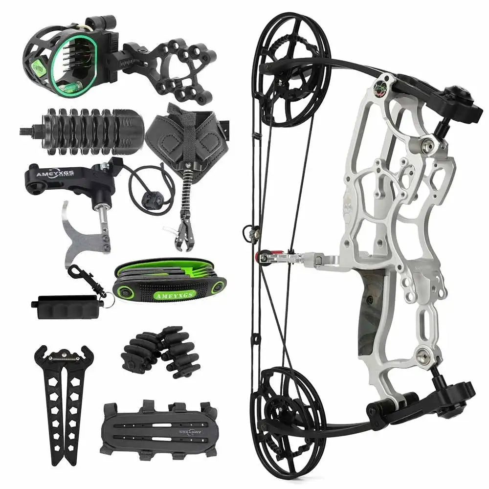 Archery Compound Bow Dual-Use Kit for Steel Ball & Arrow 30-70LBS Adjustable 80% Let-off 340FPS Right/Left Hand Outdoor Hunting Shooting Target Practice Professional Archery Accessories