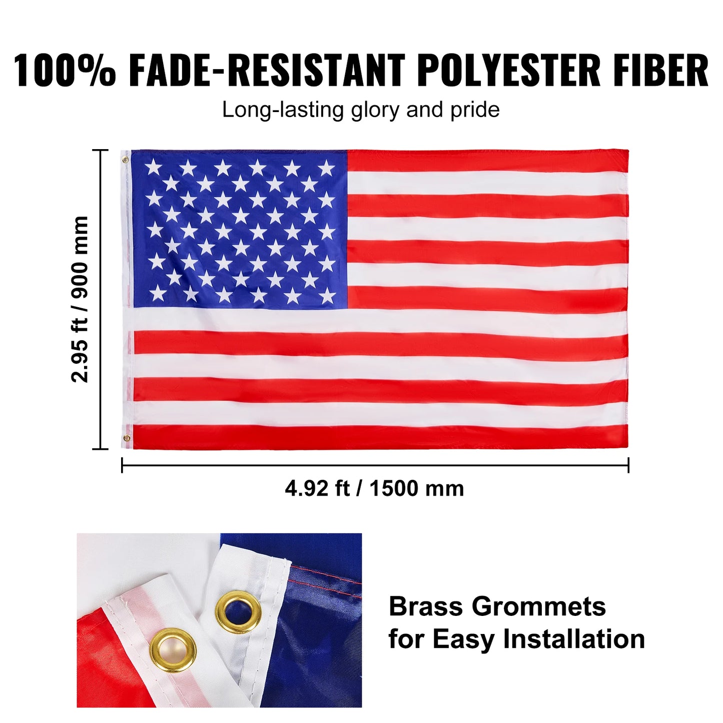 SucceBuy Sectional Flag pole Kit HeavyDuty AluminumAlloy in Ground 3 Display Modes Flagpole With American Flag Accessories