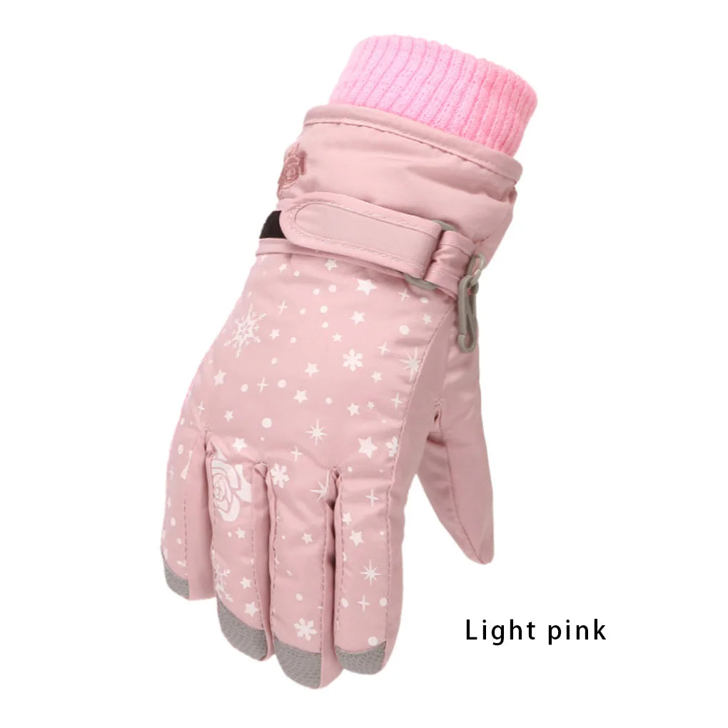1 Pair Winter Children Skiing Glove Gloves Mittens Activity Light Pink