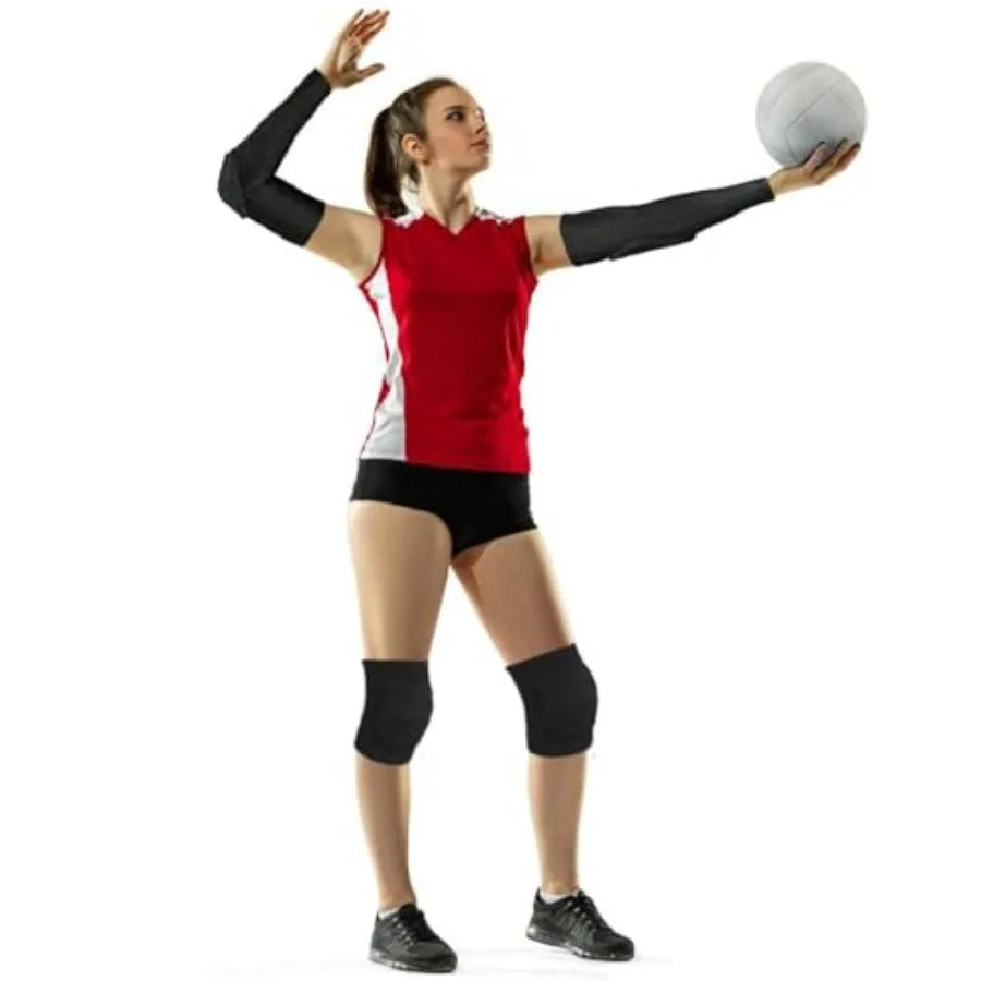 Volleyball Knee Pads and Arm Sleeves with Elbow Pads Set, High Protection Arm Pads Knee Pads for Youth Girls Boys Women Men Vol