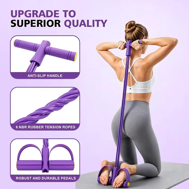 Heavy-Duty Foot Pedal Resistance Band, Sturdy PVC & TPE Fitness Puller with Anti-Slip Footrest, Ideal for Leg Workouts, Sit-Ups