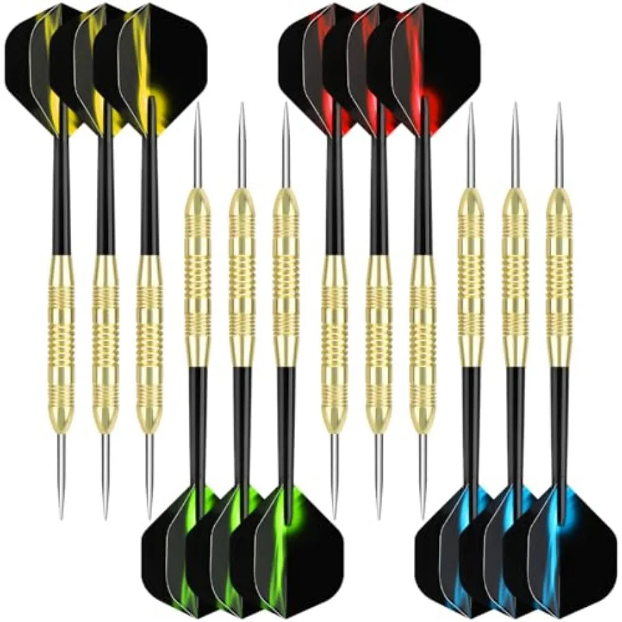 Darts Metal Tip Set, 12 Pack Steel Tip Darts Darts Set 24Grams Professional Metal Darts
