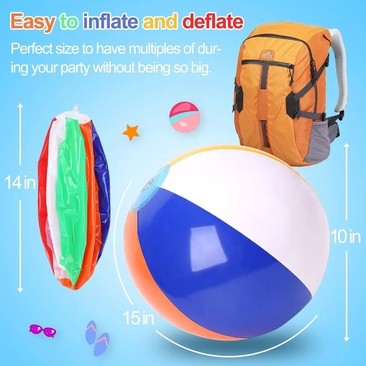18 Pack Rainbow Beach Balls for Kids Pool Toys,12 in Inflatable Swimming Pool Beach Balls for Summer Water Games Outdoor Fun Play Game Activities, Birthday Party , Hawaiian Tropical Theme Party