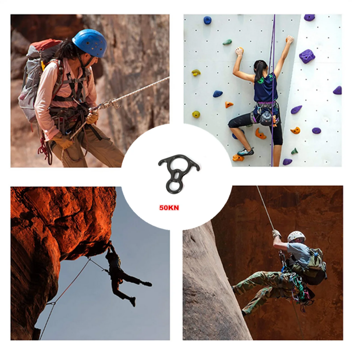 50KN 5000KG Ox Horn 8-Shaped Ring Carabiner Strength Al Alloy Climbing Descender For Rock Climbing Peak Rescue Climbing Parts