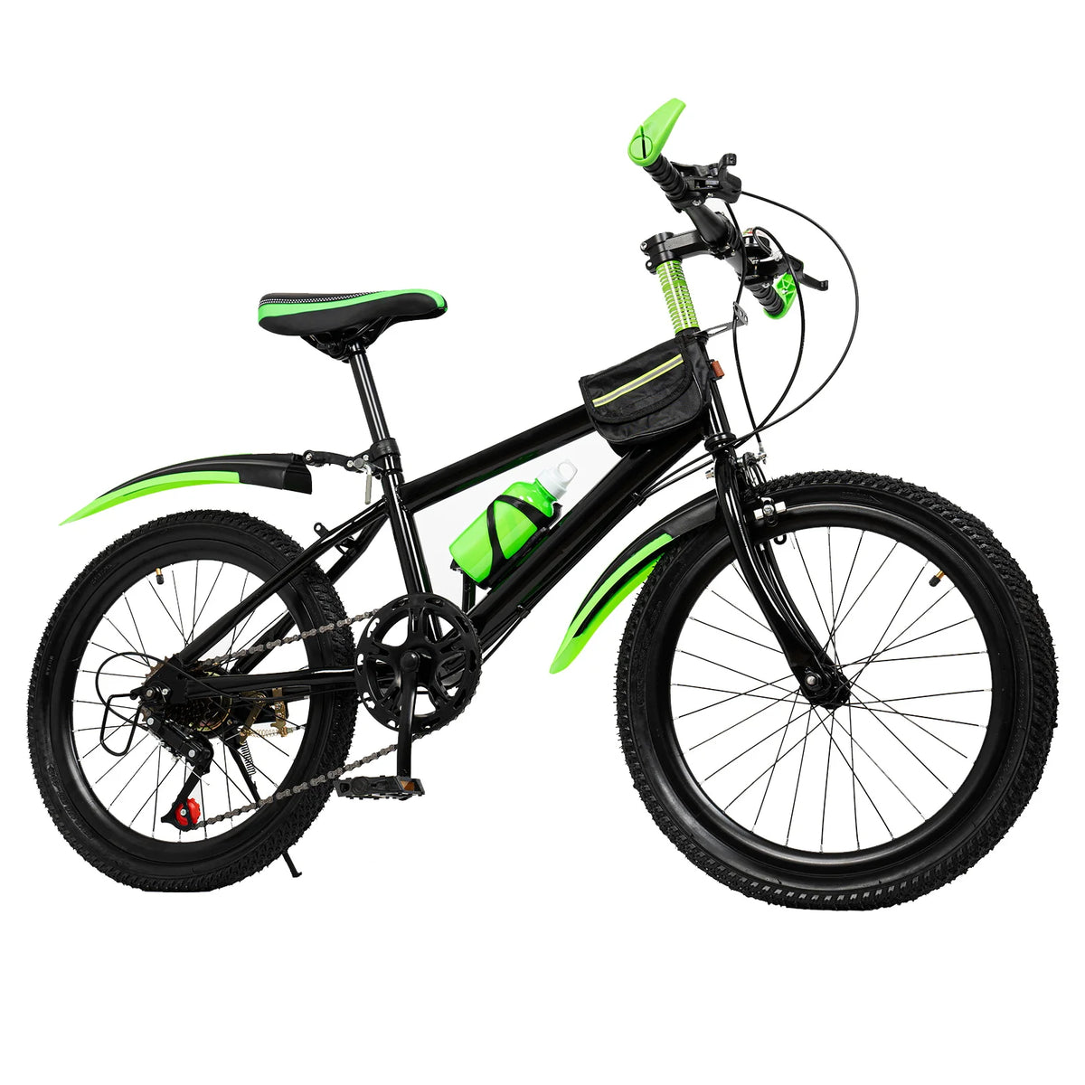 20 Inch 7 Speeds Mountain Bike Adjustable Children's Bicycle with Storage Bag and Compass Bell Braking System Bike