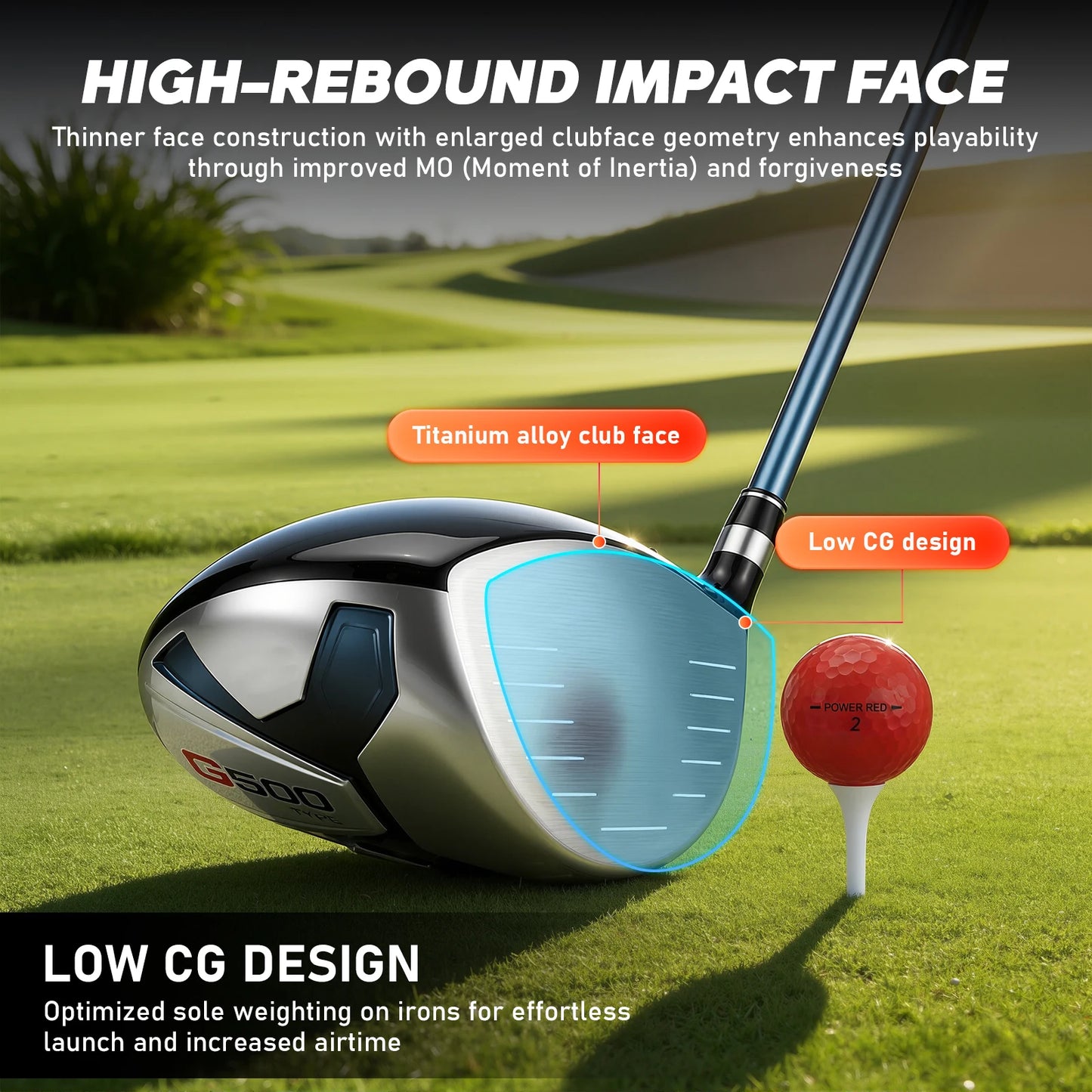 1 Set Men's Golf Club Set (3 Wooden Clubs, 1 Hybrid Club, 6 Iron Clubs, 1 Pitching Wedge, 1 Putter), Including Golf Bag And 5 Club Covers, Specially Designed for Right-handed Golfers | Suitable for Beginners And Intermediate