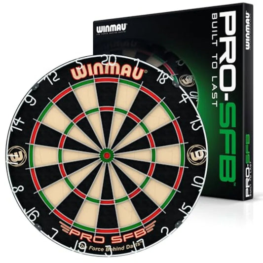 Pro SFB Bristle Dartboard for professional play, sisal fiber construction, black and green color scheme, self-healing surface w