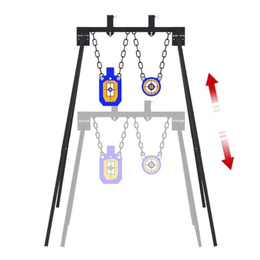 AR500 Steel Target Set for Shooting Stand System with 63 Inch Adjustable Height 3 8 Inch Thick Silhouette and Gong Targ