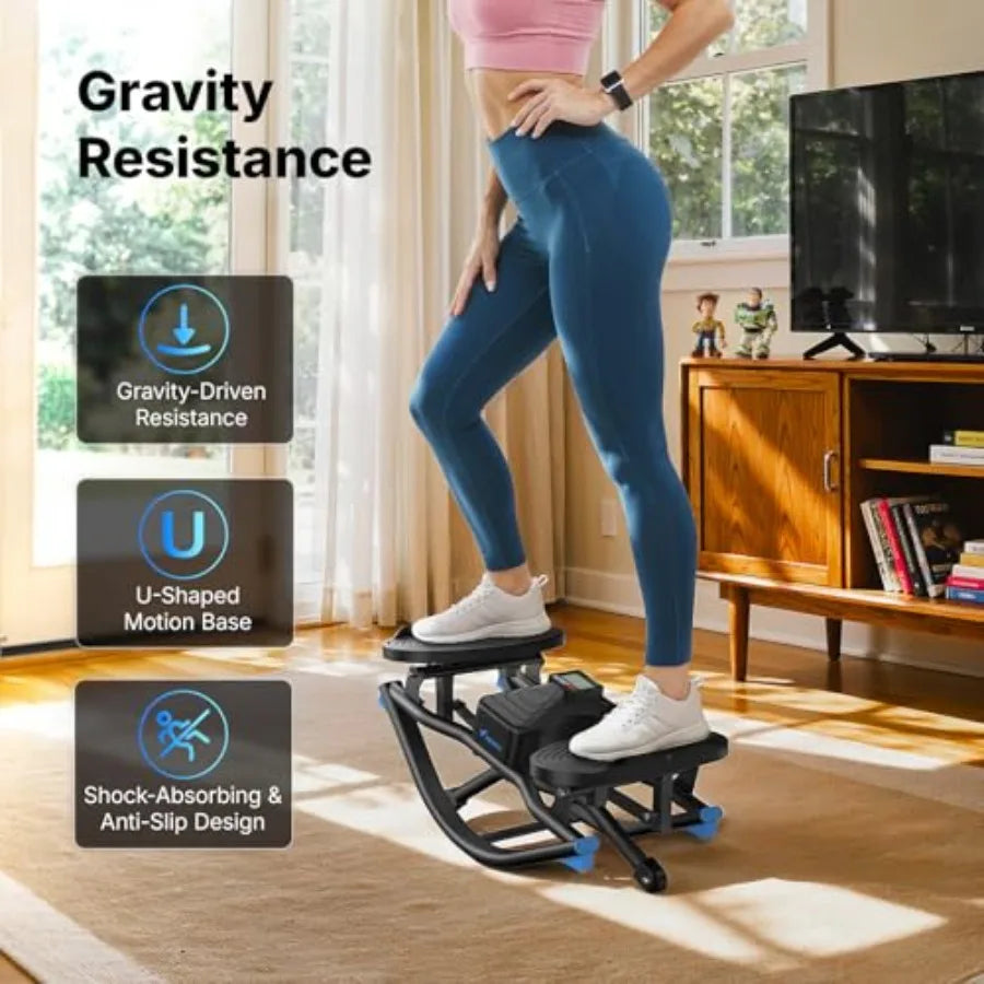 Rocking Stepper Ski Machine with 3D Motion Stepper Design for Home Workout - 330 lbs Capacity Compact Space-Saving Desig